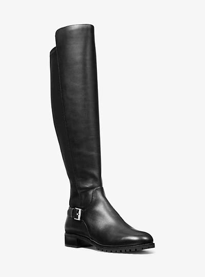 Michael Kors Branson Stretch Leather Boot In Black 